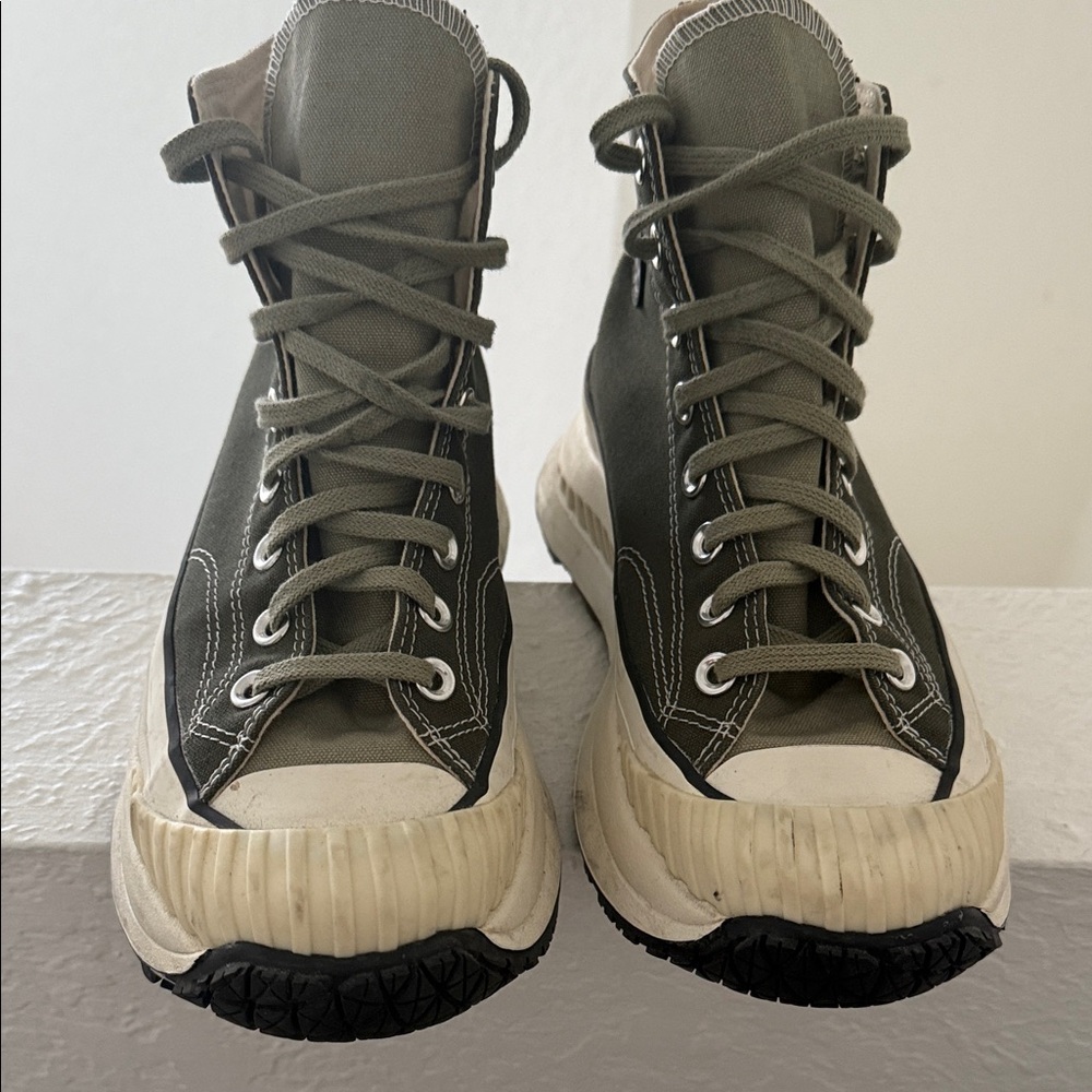 Converse High-Top Sneakers in Green and Cream
